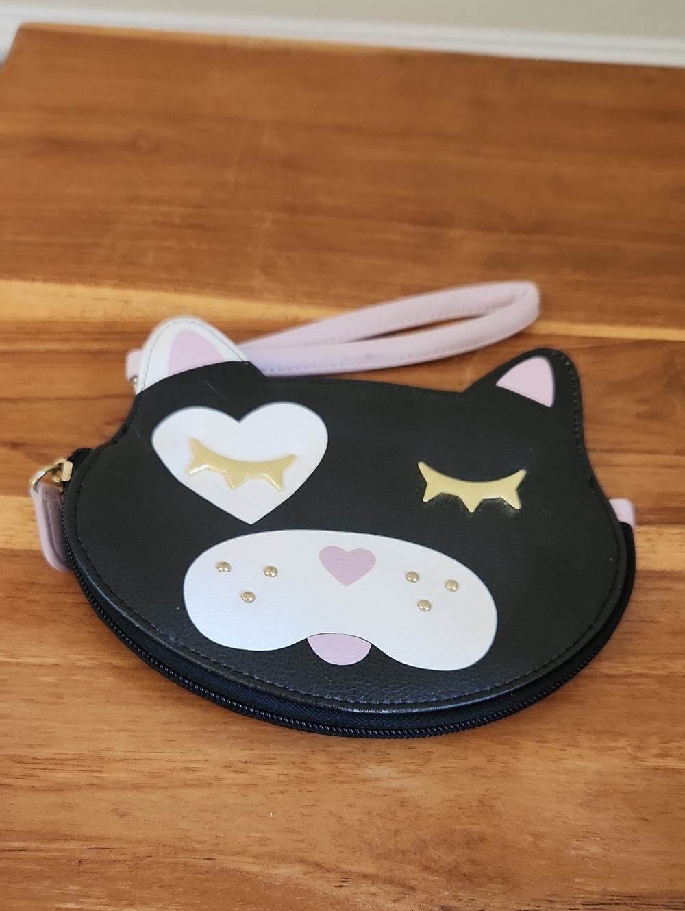 LUV BY BETSEY JOHNSON BLACK CAT COIN CARD HOLDER WRISTLET POUCH BAG CLUTCH
